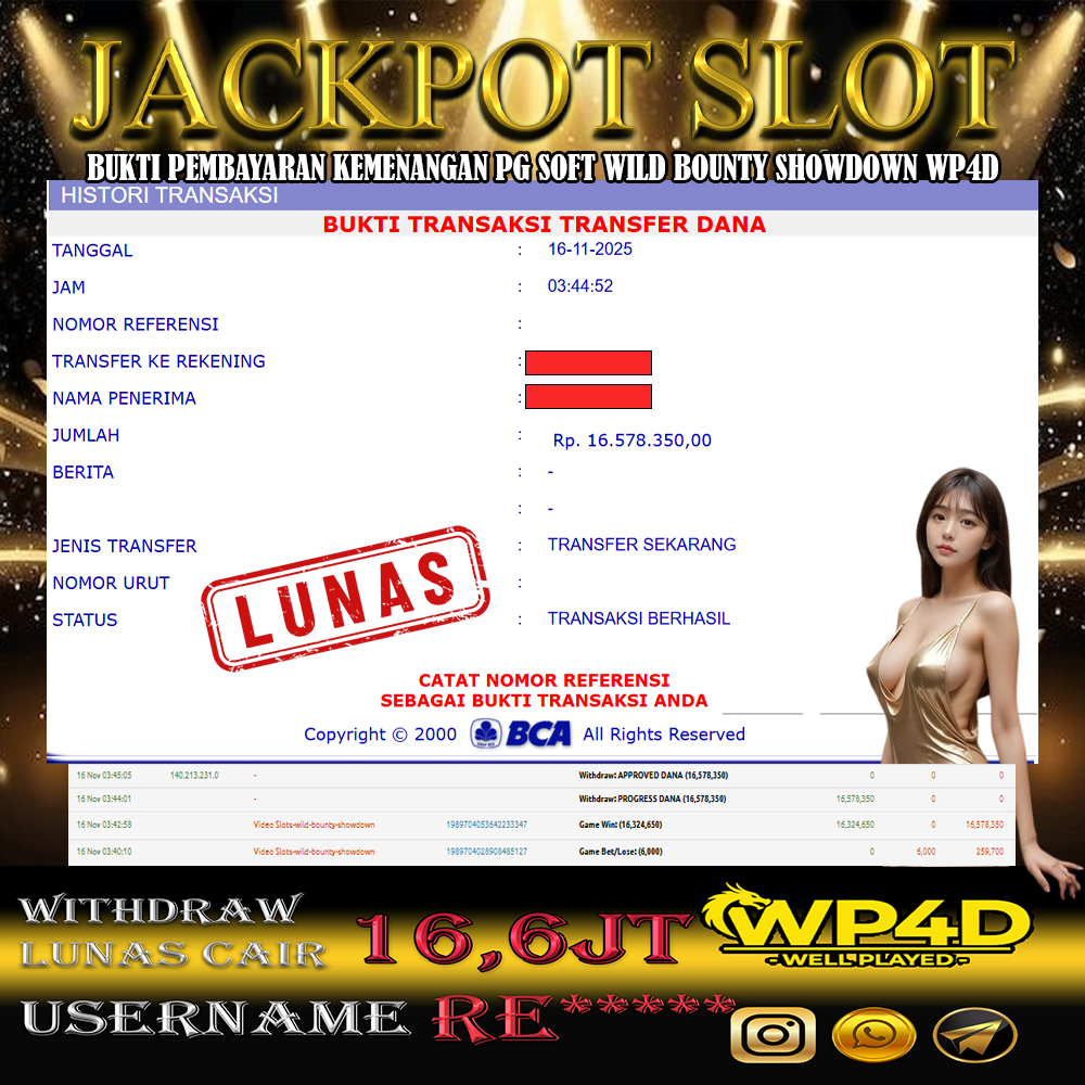 WP4D JACKPOT PG SOFT WILD BOUNTY SHOWDOWN Rp.16.578.350,- LUNAS