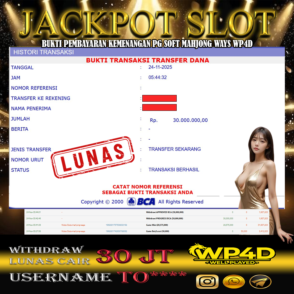 WP4D JACKPOT PG SOFT MAHJONG WAYS Rp.30.000.000,- LUNAS