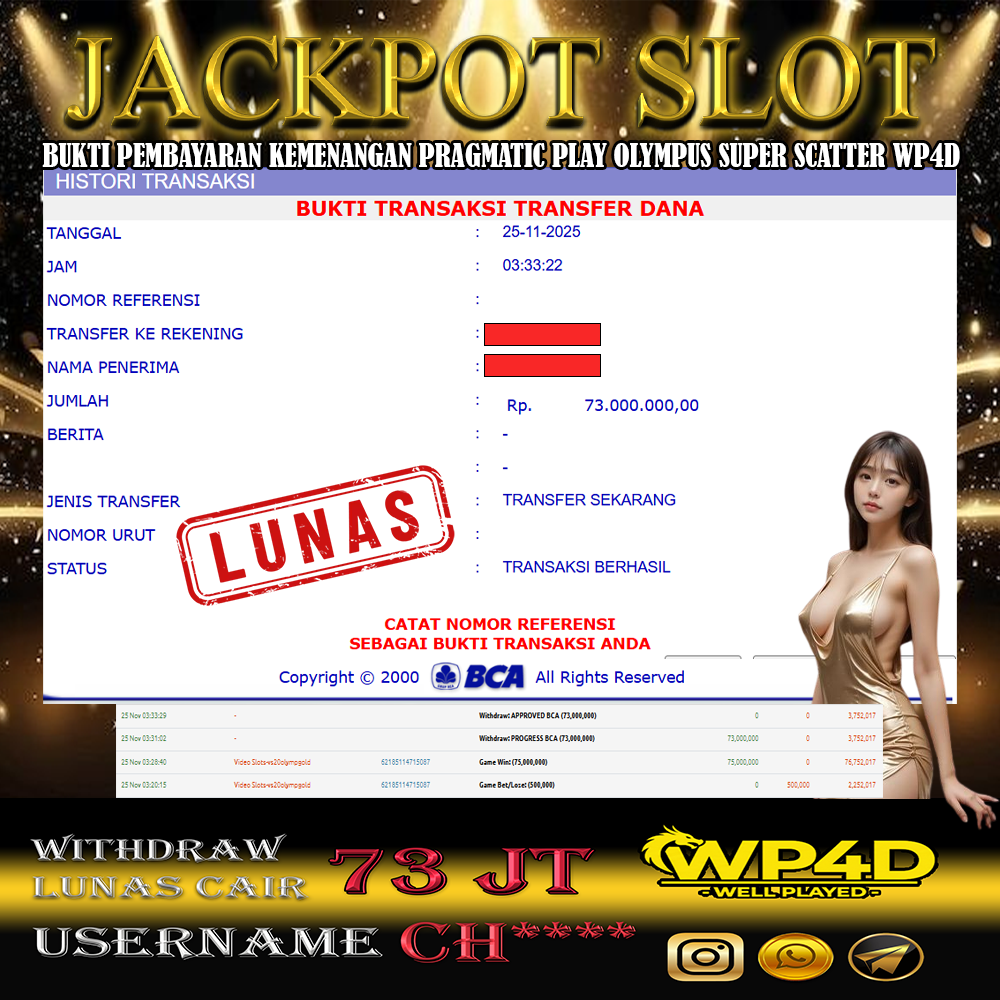 WP4D JACKPOT PRAGMATIC PLAY OLYMPUS SUPER SCATTER Rp.73.000.000,- LUNAS