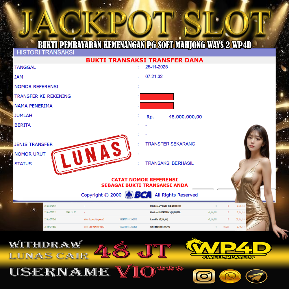 WP4D JACKPOT PG SOFT MAHJONG WAYS 2 Rp.48.000.000,- LUNAS