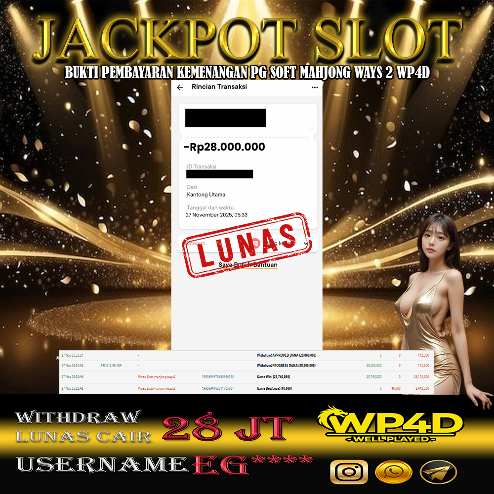 WP4D JACKPOT PG SOFT MAHJONG WAYS 2 Rp.28.000.000,- LUNAS