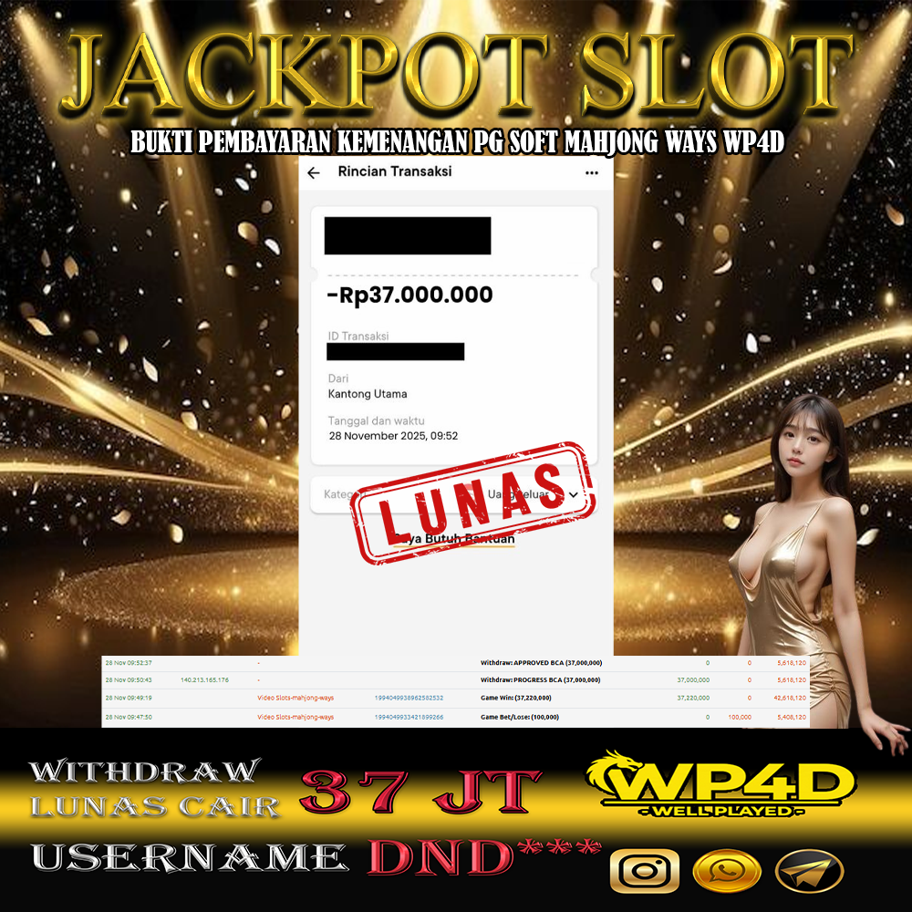 WP4D JACKPOT PG SOFT MAHJONG WAYS Rp.37.000.000,- LUNAS